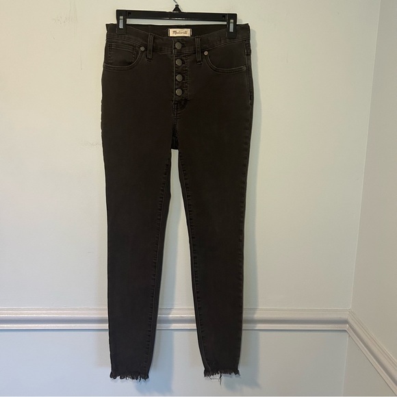 Madewell Black 9” Mid-Rise Skinny Button Up Jeans Size 28 - Picture 1 of 10